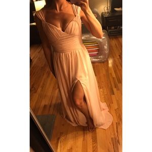 A line pearl pink bridesmaids dress